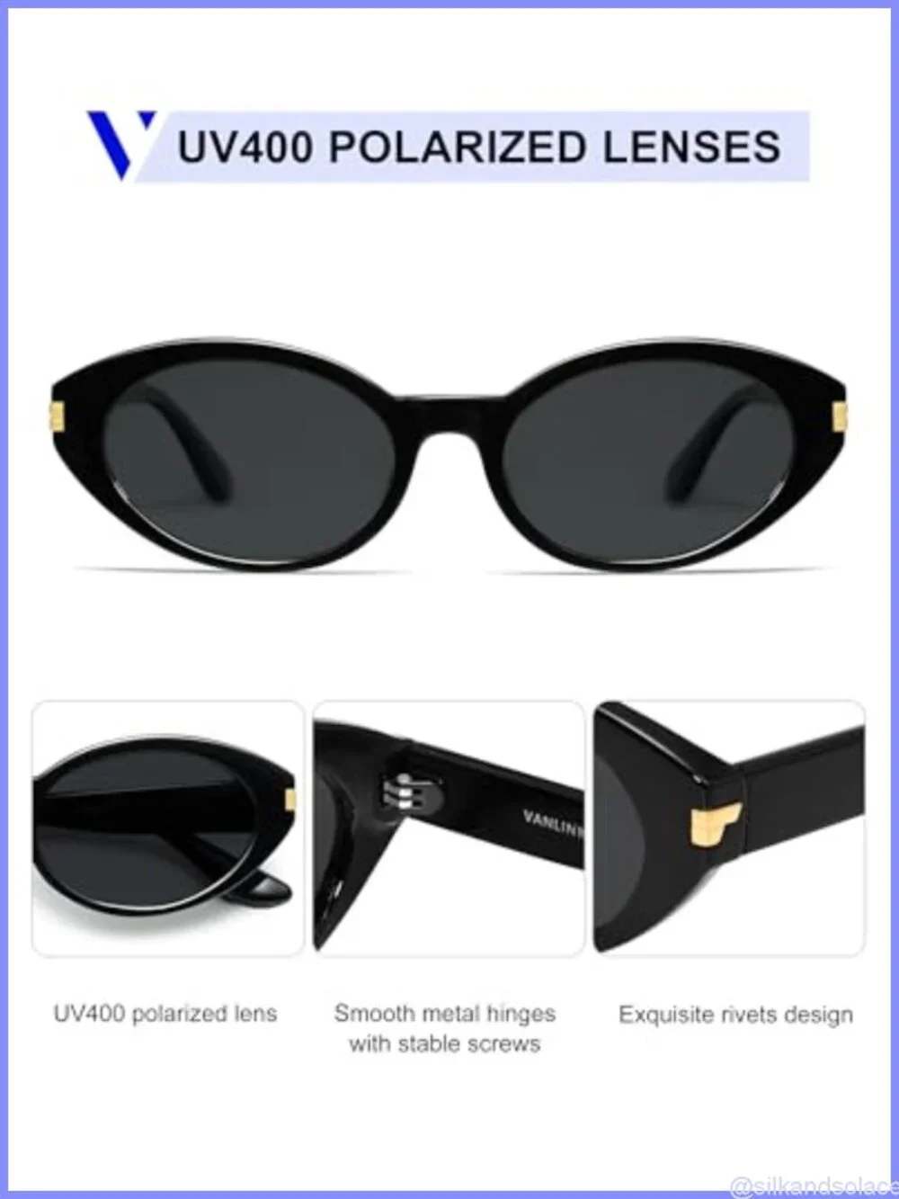 Polarized Retro Oval Cateye Sunglasses UV400 Protection Small Fit